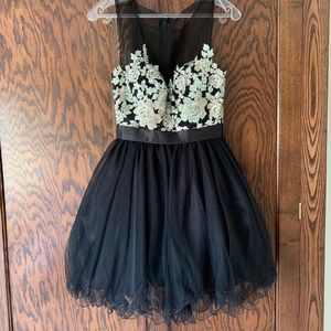 Black short chiffon formal prom dress rhinestones